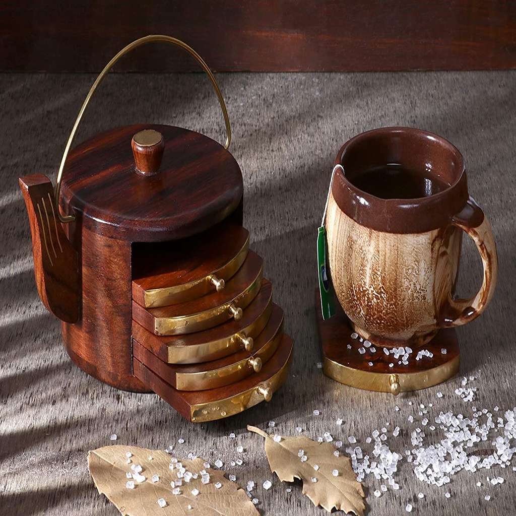 wooden tea coaster kettle shape_11zon